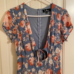 Lulu’s Short Sleeve Floral Midi Dress